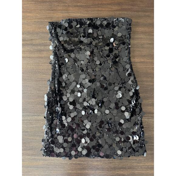 Sequin Dress Womens Small White Fox Black Paillette Mini Party Side Zip Lined - Picture 5 of 8